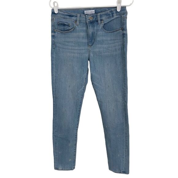 Loft Flower Blue Jeans Sz 28/6 - Picture 1 of 10